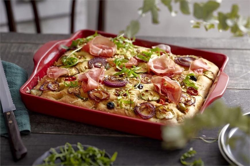 Форма для фокаччі керамічна Emile Henry Focaccia 40.5х31.5 см червоний (347515) 08701190 фото