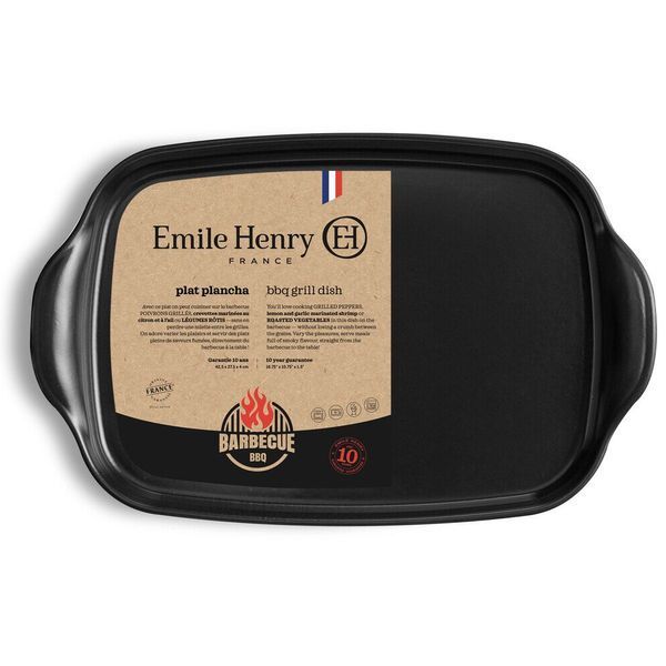 Блюдо для грилю керамічне Emile Henry BBQ 42.5х27.5 см чорний (717547) 08701358 фото